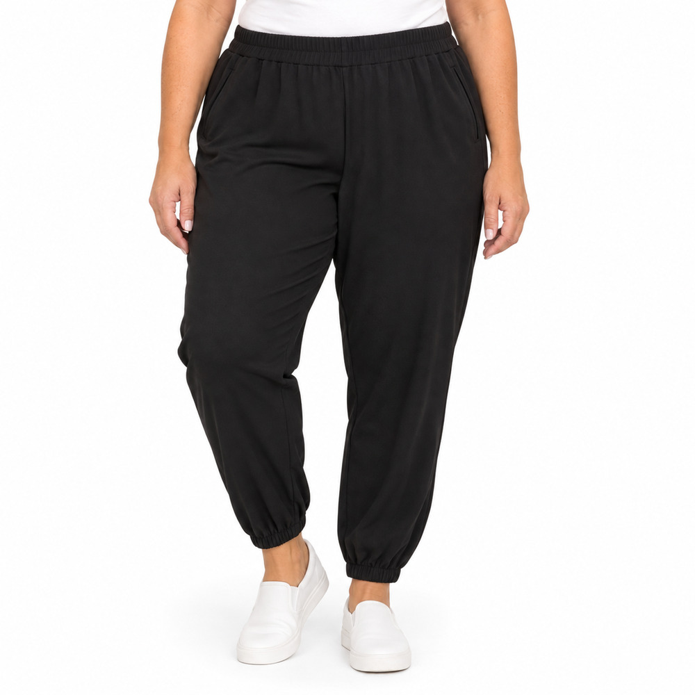 Lane Bryant Jogger Mid Rise Black Elastic Waist Pants NWT $89 Pockets sz 16